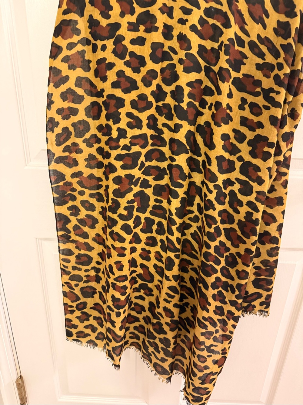Leopard Print Lightweight Scarf - Mustard, Brown & Black